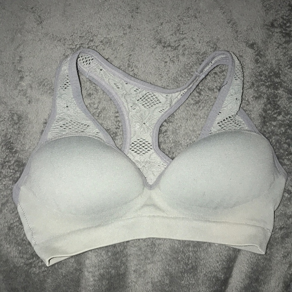 Pink grey sports bra with cute lacing